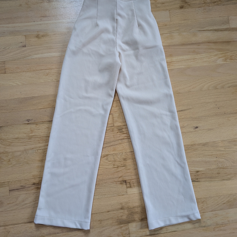 Cream Ribbed Women's Pants - Picture 4 of 4